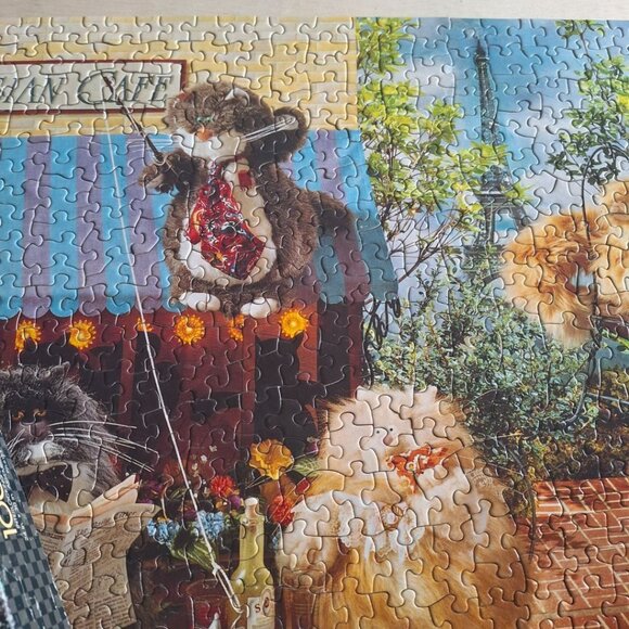 Springbok Hallmark Cats Puzzle Purrrsonality Purrisian Cafe Funny Vintage 1000 - Picture 7 of 11